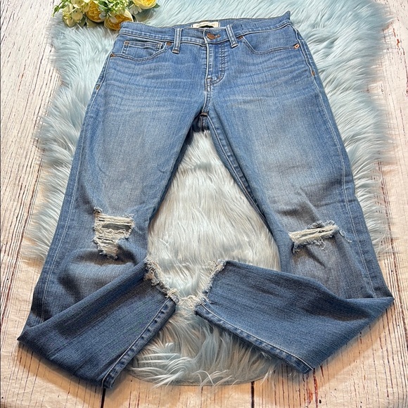 Madewell 9” High Rise Skinny Distressed Raw Hem Jeans sz 26 - Picture 1 of 9